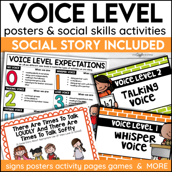 voice level charts social story and social skills activities