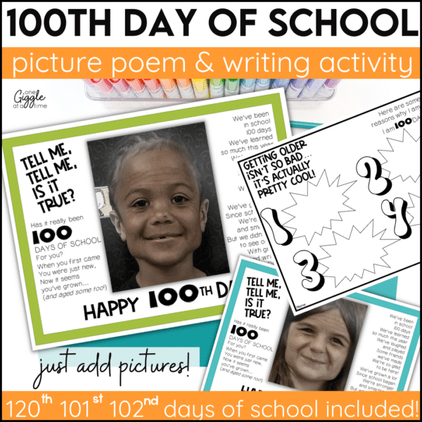 100th day of school activities picture poem and writing prompt