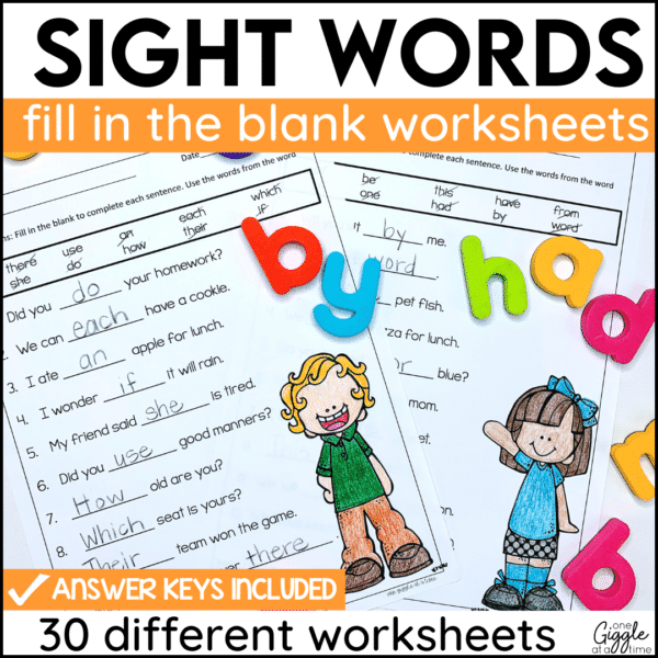 fill in the blank sight word sentences