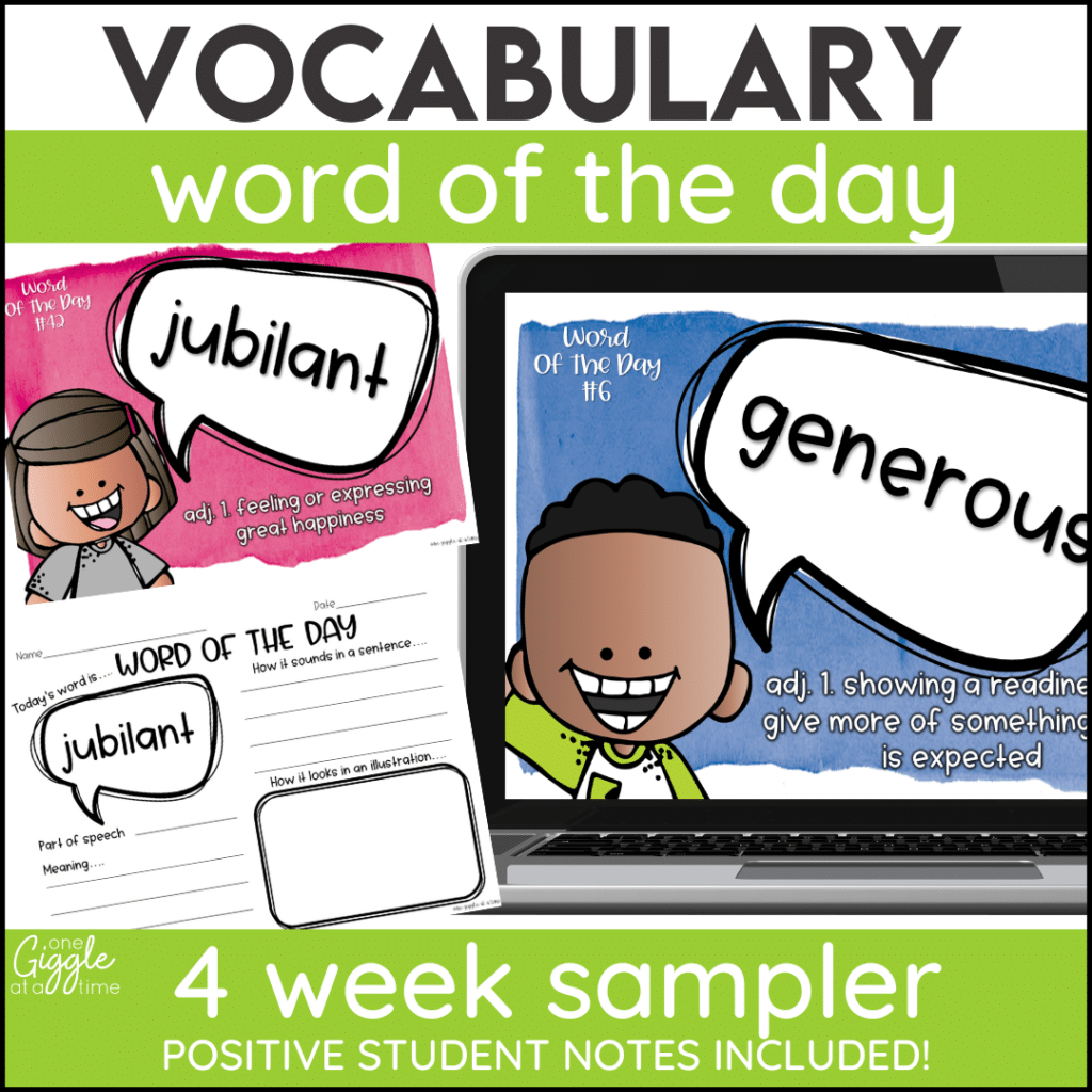 vocabulary word of the day sampler