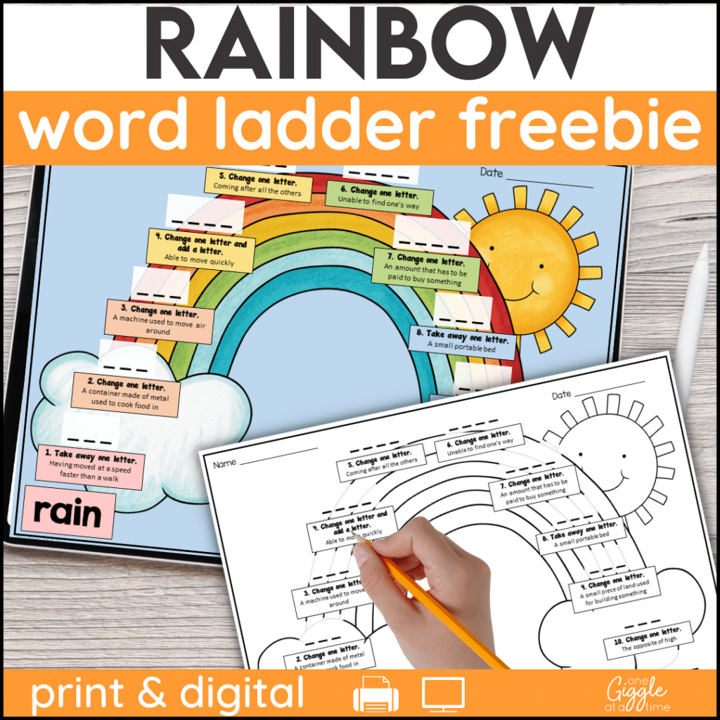 rainbow word ladders word chains freebie