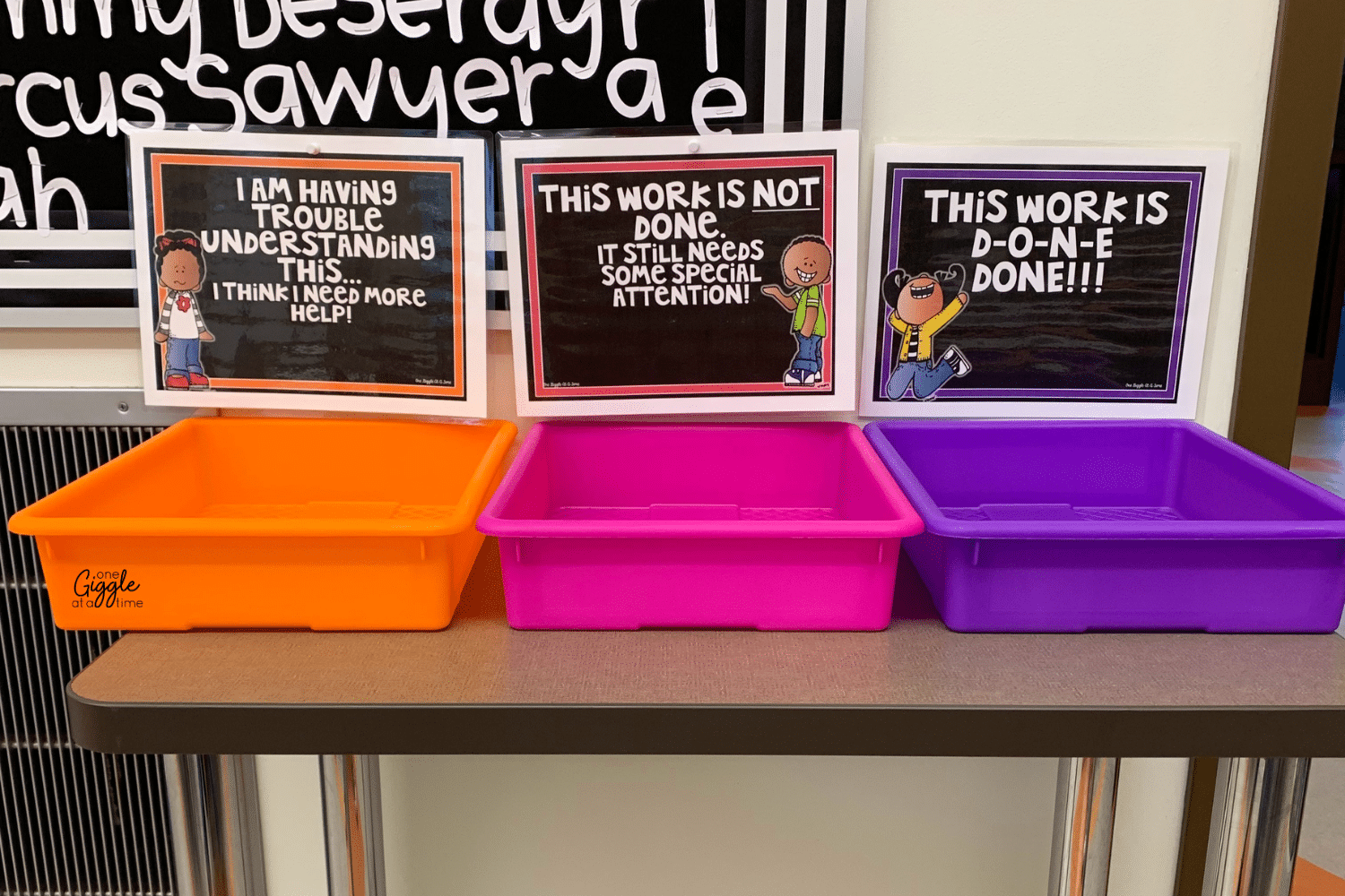 classroom work signs